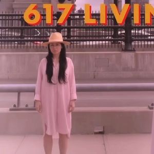 Xirena Pink Gold Button Front Long Sleeve Dress SM